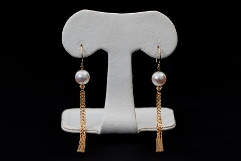 エレガントなアコヤ真珠フリンジピアス：C290-004