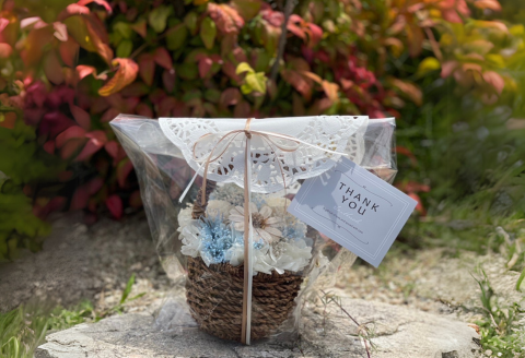 ドライフラワーバスケットアレンジ　ブルー：B240-018