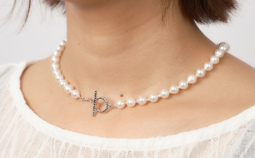 大人カジュアル♪マンテル留め具のアコヤ真珠ネックレス 44cm ジュエリー アクセサリー ネックレス 真珠 パール 美穂野 佐賀市 ：C167-011