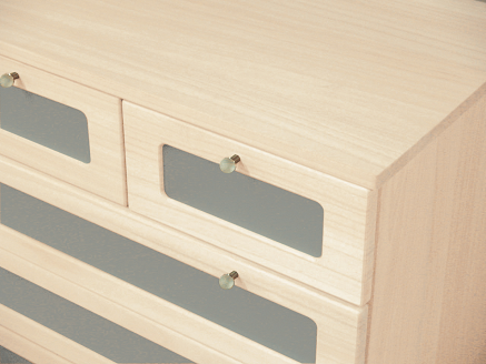 桐たんす クローゼット収納 窓付100幅3段 MKC100：C153-002