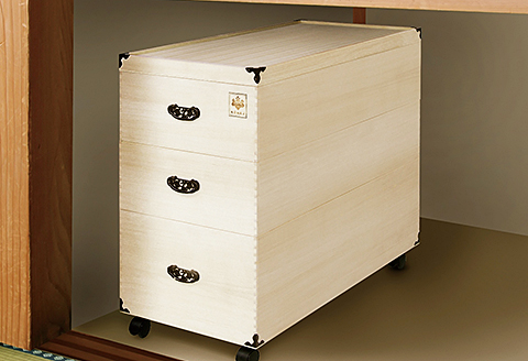桐たんす 総桐ひな人形収納ケース3段 TS-3DL：C116-005