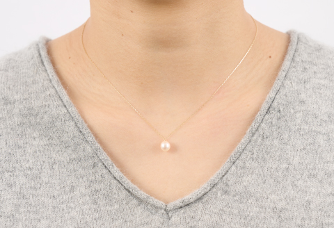 6.5ミリ可愛いアコヤバロックパールペンダントネックレス：B510-001