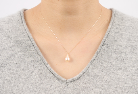 8ミリ可愛いアコヤバロックパールペンダントネックレス：B660-001