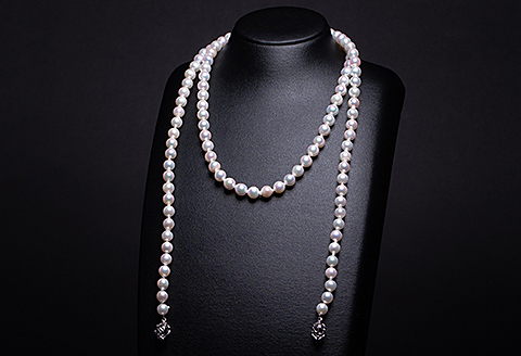 7.5-8アコヤ真珠バロックロングネックレス：C296-001