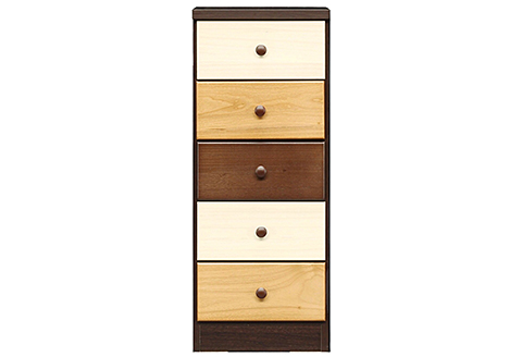 40スリムチェストマルーン2 五段【諸富家具】：B600-002