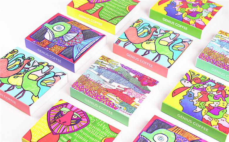 絵になるアートボックス 5箱セット コーヒー ドリップバッグ 3袋入×5箱 スペシャルティコーヒー 飲料 ギフト 贈り物 アート 就労支援 佐賀県 佐賀市 GENIUS COFFEE ：B195-007