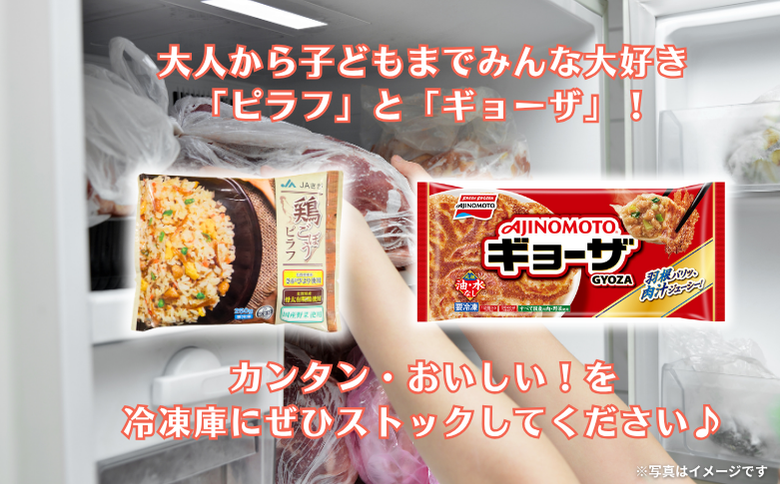 人気返礼品コラボセット AJINOMOTOギョーザ・JAさがオリジナル鶏ごぼうピラフ（各10袋） ぎょうざ 120個 ピラフ 250g×10袋 さがびより使用 味の素 ＪＡフーズさが 冷凍食品 餃子 簡単調理 加工食品 惣菜 冷凍 佐賀市：B230-019