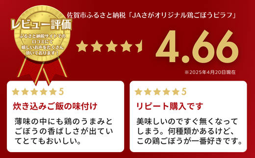 【定期便12回】ＪＡさがオリジナル鶏ごぼうピラフ 250g×10袋：C122-008