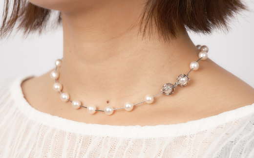 7.5-8アコヤ真珠シルバーパイプステーションネックレス40 ジュエリー アクセサリー ネックレス シンプル エレガント 真珠 パール 美穂野 佐賀市 ：C167-010