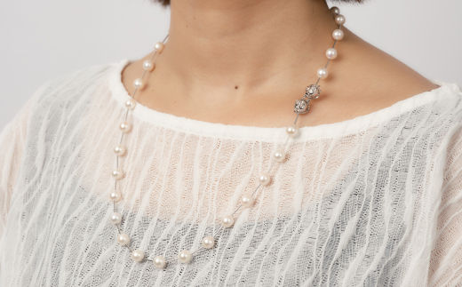 7.5-8アコヤ真珠シルバーパイプステーションネックレス60 ジュエリー アクセサリー ネックレス シンプル エレガント 真珠 パール 美穂野 佐賀市 ：C200-046