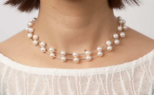 7.5-8アコヤ真珠シルバーパイプステーションネックレス80 ジュエリー アクセサリー ネックレス シンプル エレガント 真珠 パール 美穂野 佐賀市 ：C234-005