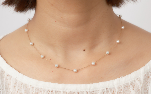 上品♪4.5mmアコヤ真珠のステーションネックレス 45cm ジュエリー アクセサリー ネックレス 真珠 パール 美穂野 佐賀市 ：C462-001