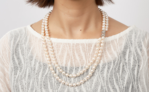 8-8.5アコヤ真珠120cmセミバロックロングネックレス ジュエリー アクセサリー ネックレス 真珠 パール 美穂野 佐賀市 ：C520-003