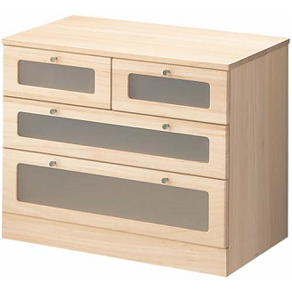 桐たんす クローゼット収納 窓付75幅3段 MKC-75：C116-004