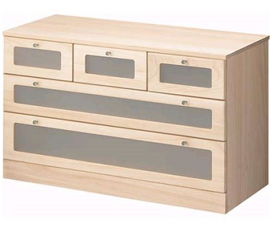 桐たんす クローゼット収納 窓付100幅3段 MKC100：C153-002