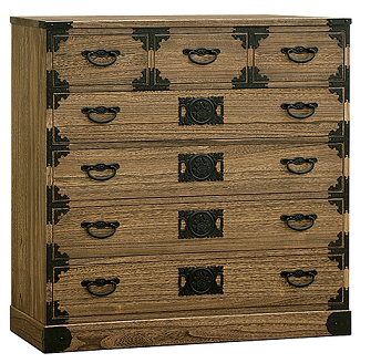 桐たんす 民芸タンス 牡丹5段：C368-001