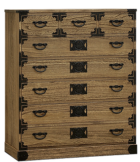 桐たんす 民芸タンス 牡丹6段：C411-001