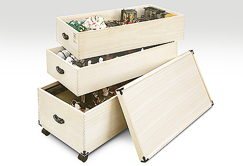 桐たんす 総桐ひな人形収納ケース3段 TS-3DL：C116-005