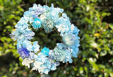 フラワーリース　ブルー：B180-039