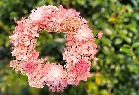 フラワーリース　ピンク：B180-040