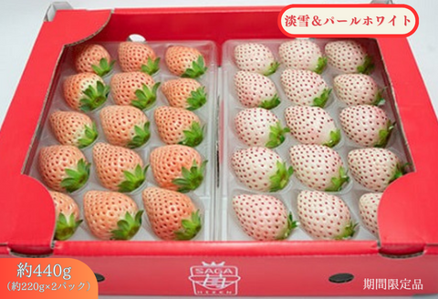 佐賀県産 白いちご 淡雪＆パールホワイト：B180-035