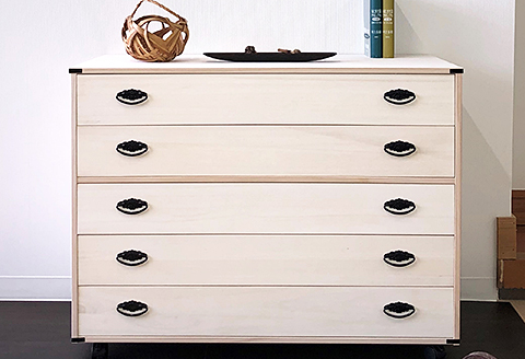 桐たんす キャスター付5段チェスト：C167-005