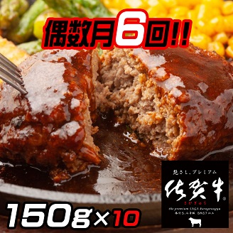 【偶数月定期便（年6回）】佐賀牛入りハンバーグ 10個：B895-002