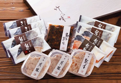 西京漬・珍味詰合せ(漬魚８切,粕漬３個,高菜明太味)：B295-004