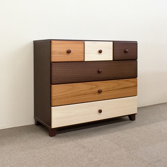 90ローチェスト4段マルーンⅡ【諸富家具】：C106-021