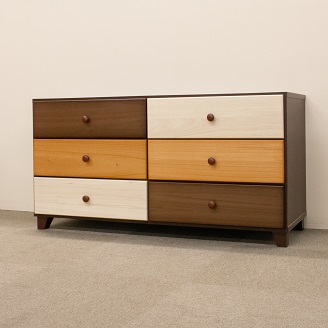 120ローチェスト3段マルーンⅡ【諸富家具】：C106-022