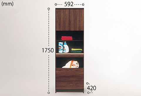 60幅ランドリー収納（BR）【諸富家具】：C139-007