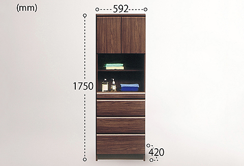 60幅サニタリー隙間収納（BR）【諸富家具】：C150-039