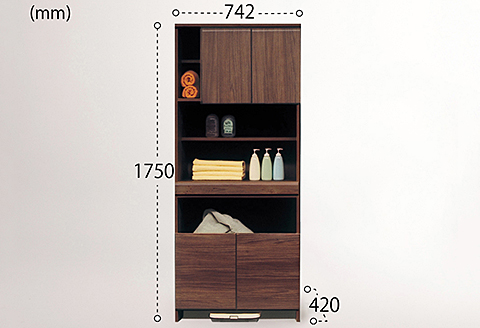 75幅ランドリー収納（BR）【諸富家具】：C150-040