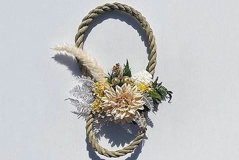 ドライフラワーしめ縄リース：B240-010