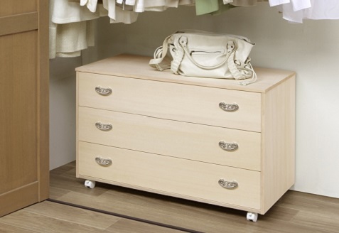 桐たんす クローゼット収納3段（キャスター付）：C126-009