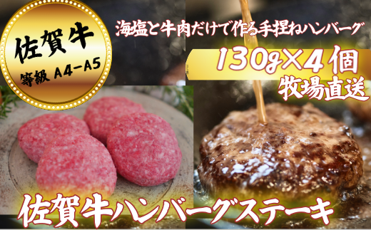 【牧場直送】佐賀牛ハンバーグステーキ 4個：B120-062
