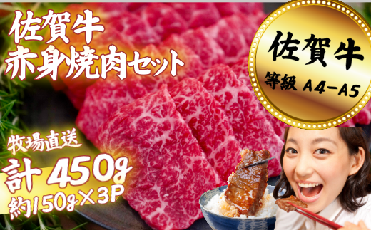 佐賀牛 赤身 焼肉セット 450g：B150-064