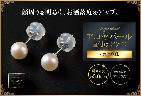 艶々ベビー！5mmアコヤ真珠直付けピアス：B425-007