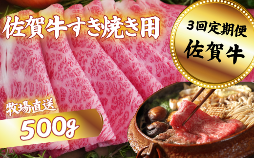 【定期便3回】佐賀牛 すきやき用 スライス 500g：B590-004