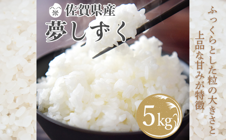 【新米】令和7年産 佐賀県産 夢しずく 5kg 農家直送 お米 コメ こめ：B170-031