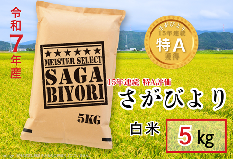 五つ星お米マイスターが厳選！【新米】令和7年産 佐賀県産 さがびより 白米 5kg おこめ 米 ：B175-017