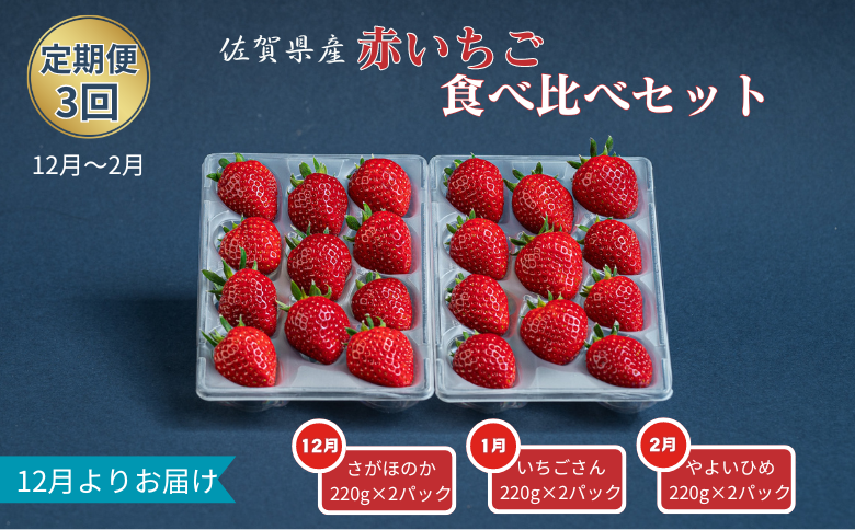 【定期便3回】赤いちご食べ比べ（12月〜2月発送）：B275-004