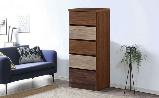 スリムチェスト ワルツ 幅40-5段 隙間収納【諸富家具】：C103-014