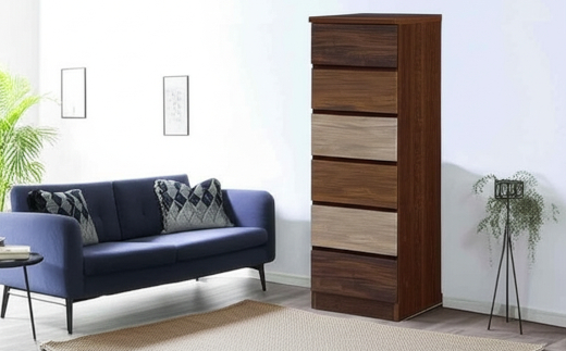 スリムチェスト ワルツ 幅40-6段 隙間収納【諸富家具】：C134-005