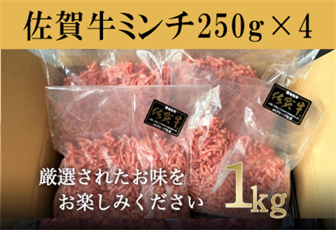 【2月より順次発送】厳選佐賀牛 牛ミンチ 250g×4(合計1kg) 佐賀牛100％使用！ご家庭でお好きな料理に大変身！ハンバ－グ ミートソース そぼろ 小分け ひき肉