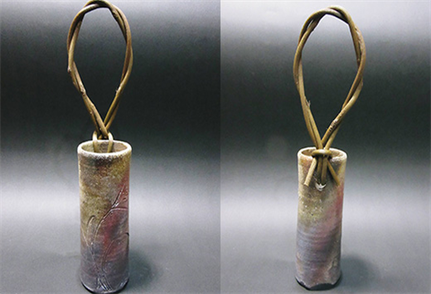 唐津焼 備前唐津 掛け花入(登り草) 一輪挿し 花瓶 花器 フラワーベース 壁掛け ギフト