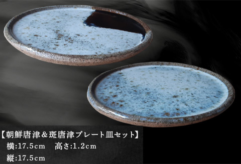 唐津焼 朝鮮唐津＆斑唐津プレート皿セット うつわ 器 和食器 渋い おしゃれ 重ねやすい おもてなし プレゼント 記念日 ギフト「2024年 令和6年」
