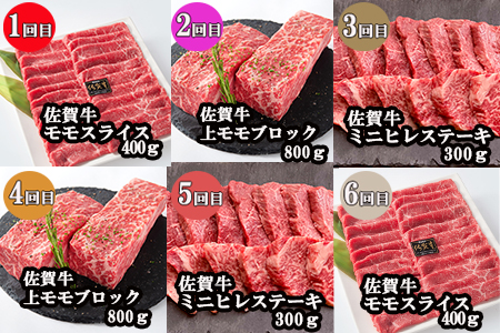 「定期便全6回」 佐賀牛 赤身づくし 寄附翌月から発送 (合計3kg) A5～A4等級 ギフト 贈り物