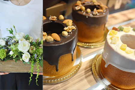 ジュエリーバームクーヘン3種と枯れないお花アーティフィシャルフラワーセット 贈答用にも！ コラボ