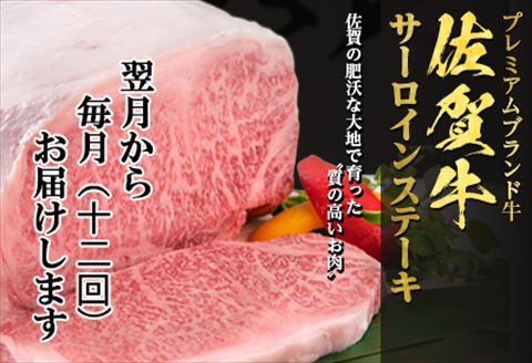 「定期便全12回」佐賀牛サーロイン1kg(250g×4枚)寄附翌月から発送